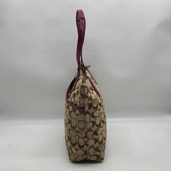 Coach Brown Canvas Signature Python Stripe Tote BagF25706 - Picture 3 of 11